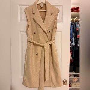 Joie Cream Double-Breasted Midi vest or dress size M trench style